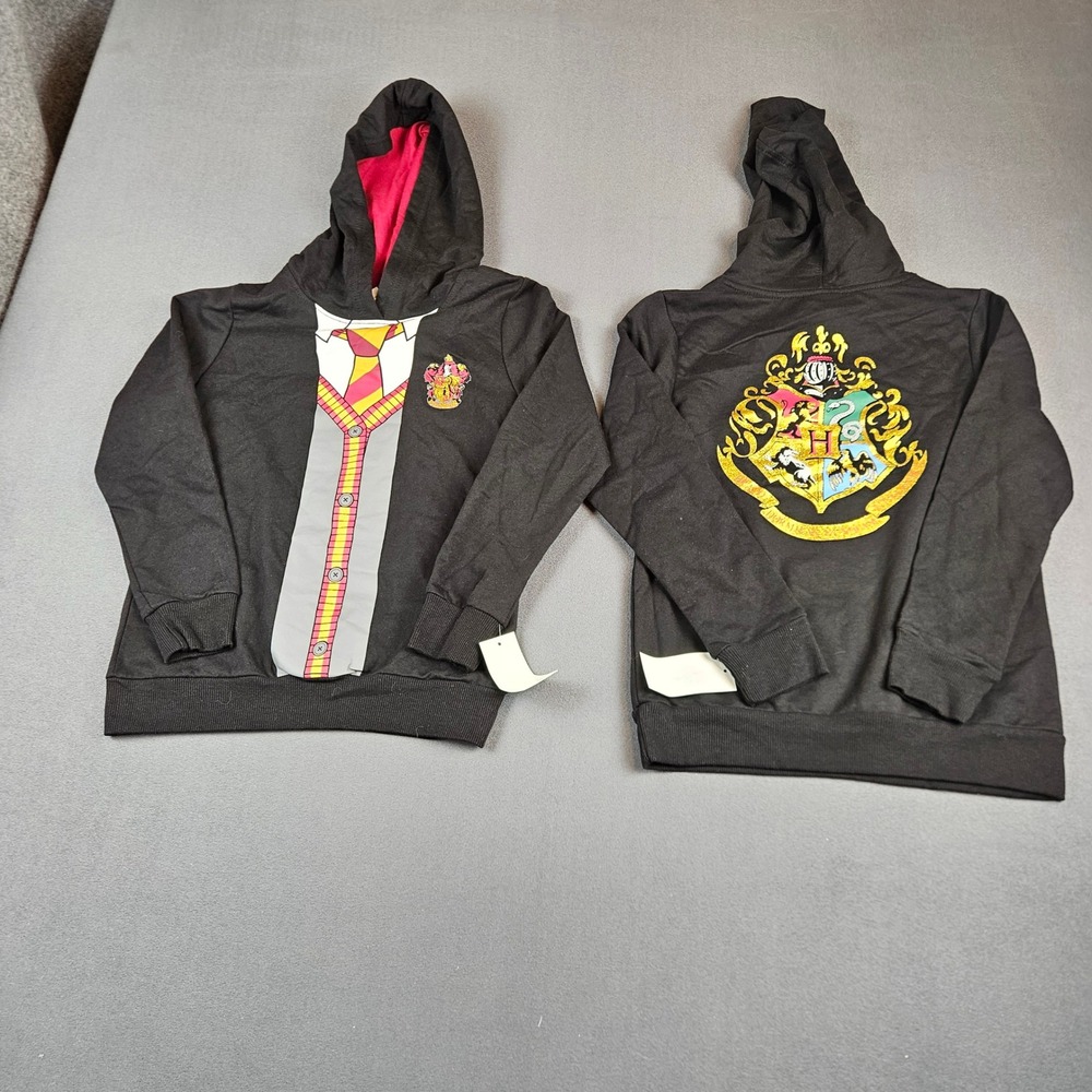Harry Potter Gryffindor Uniform Hoodie Hogwarts Crest Black Kids M 7/8 lot of 2